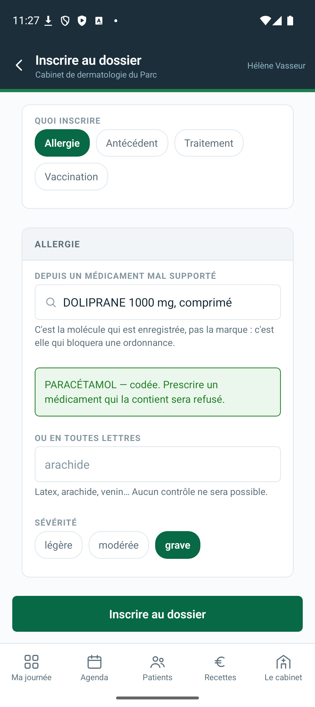 Au téléphone — inscrire une allergie — C'est la fonction qui justifie l'application à elle seule. Une allergi