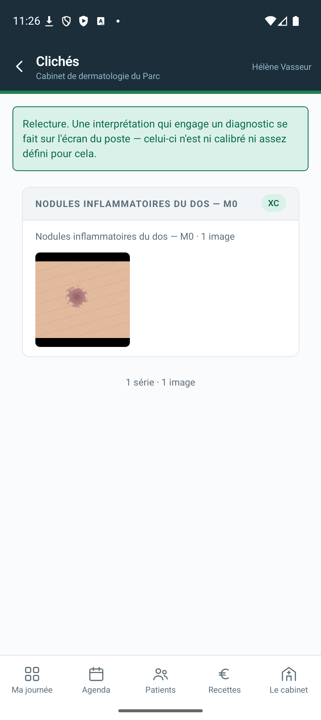 Au téléphone — les clichés — Le cliché part au serveur d'images du cabinet, jamais dans la pellicul